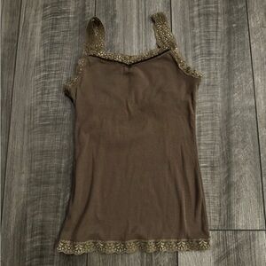 Mossimo Supply Co. Brown Camisole with Lace Trim
